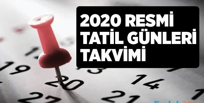 2020' de resmi tatil olacak günler yapılan takvim çalışmasıyla belirlendi. İş günlerinin sayısı da bu çalışmadan çıkartılabilir. Bu takvime göre 2020'de 15.5 gün resmi tatil olarak belirlenmiş durumda.